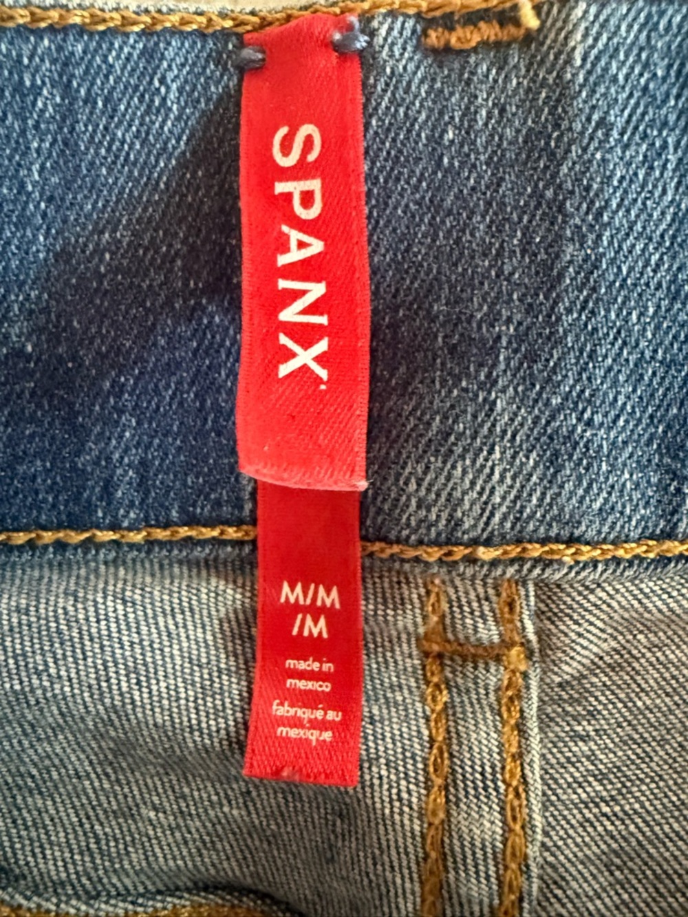 SPANX Seamed Front Wide Leg Jeans Pull-On Mid Blue M High Rise Stretch Denim - Picture 3 of 3